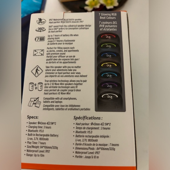 NWT IQ Wave Mini Waterproof Bluetooth Portable Speaker - Picture 3 of 4